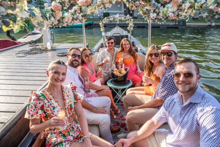 Family enjoying themselves on a gondola